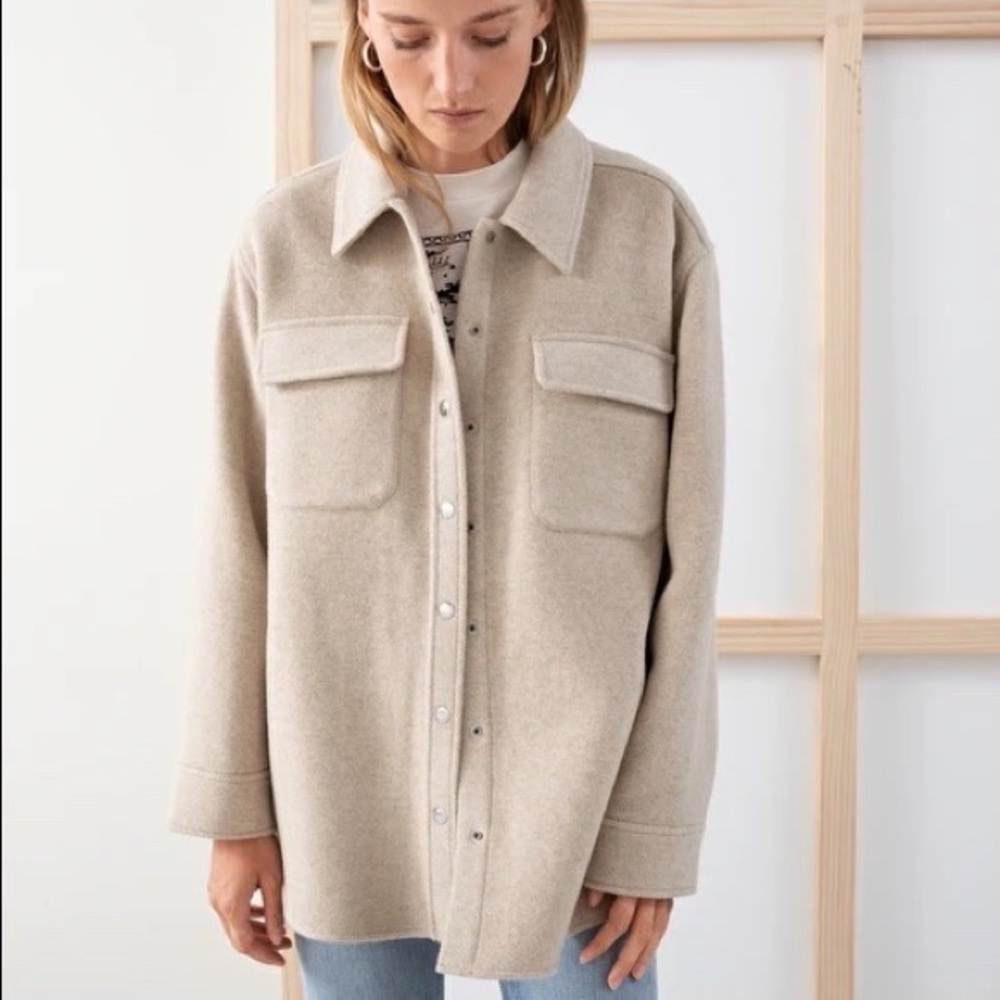 & Other Stories Oversized Wool Blend Shirt Jacket